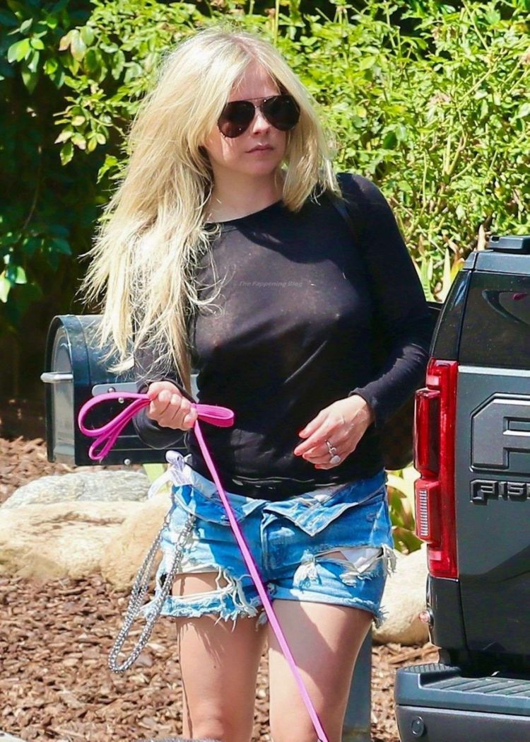 Avril Lavigne Arrives At Friend's House With Her Dog In Calabasas