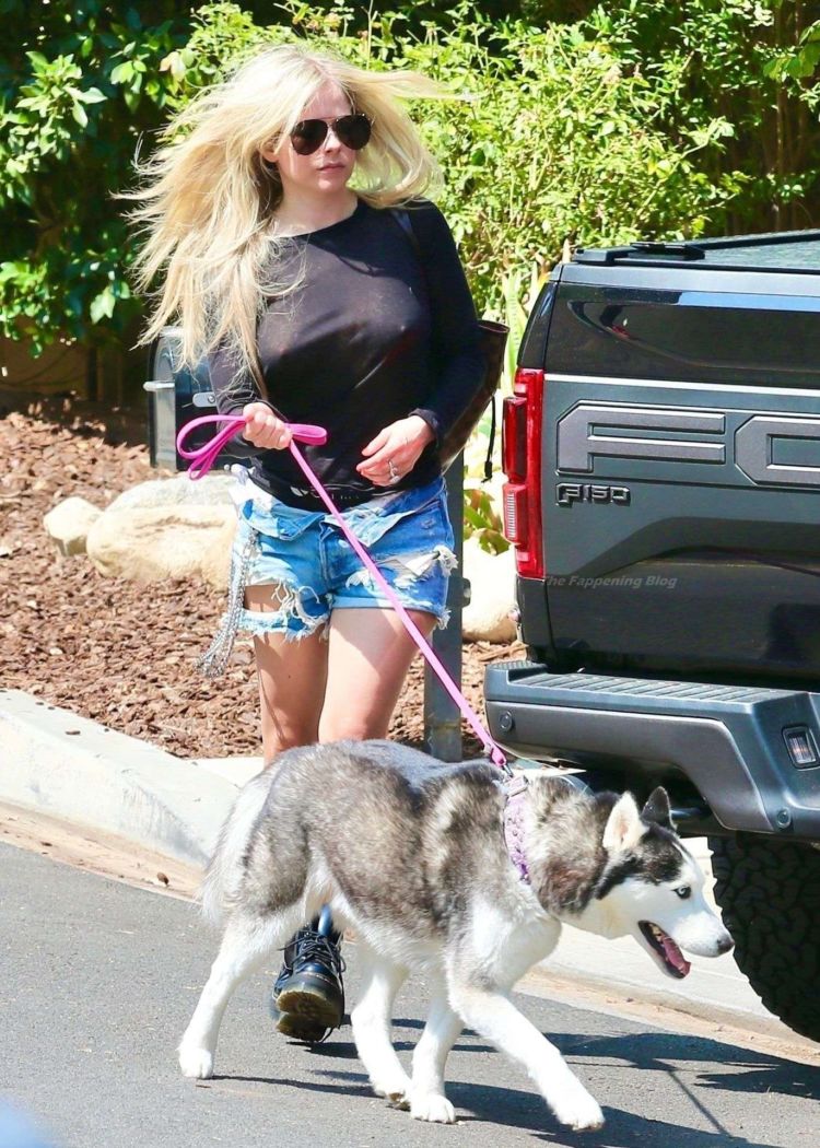 Avril Lavigne Arrives At Friend's House With Her Dog In Calabasas