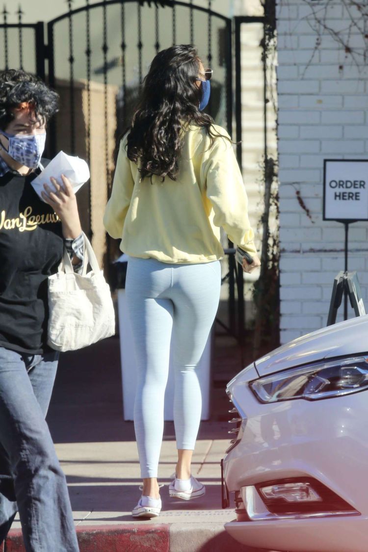 Eiza Gonzalez Candids In White Tights Outside Alfred's In West Hollywood