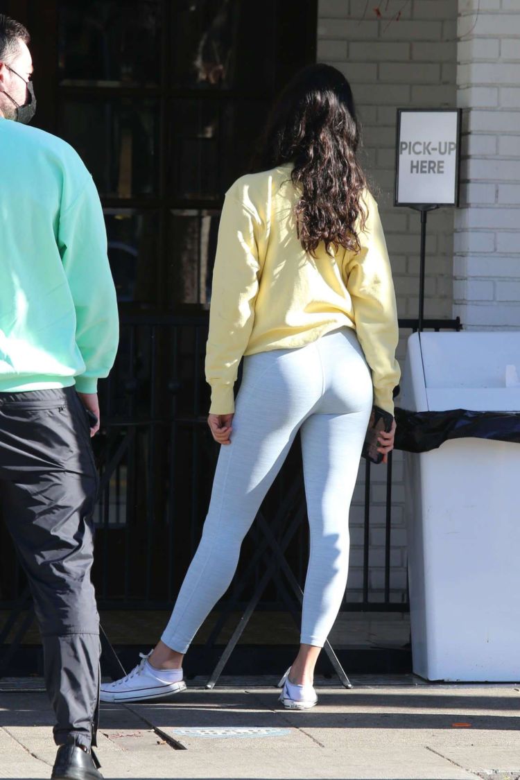 Eiza Gonzalez Candids In White Tights Outside Alfred's In West Hollywood