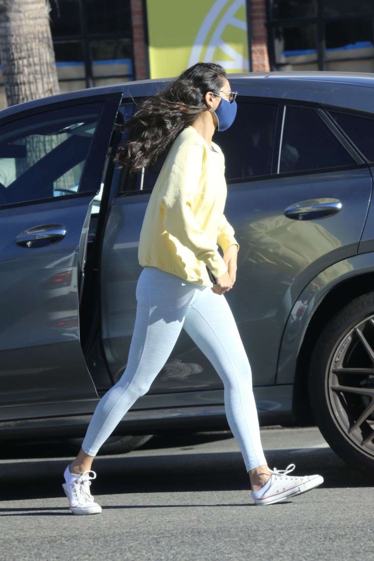 Eiza Gonzalez Candids In White Tights Outside Alfred's In West Hollywood