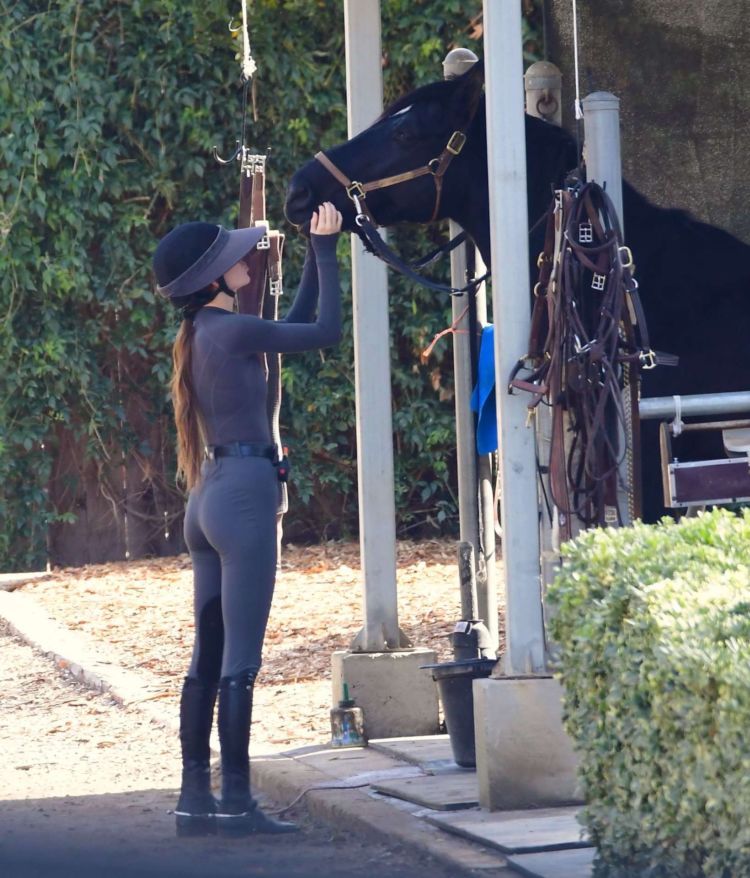 Kendall Jenner Riding A Horse In A Jumpsuit In Malibu