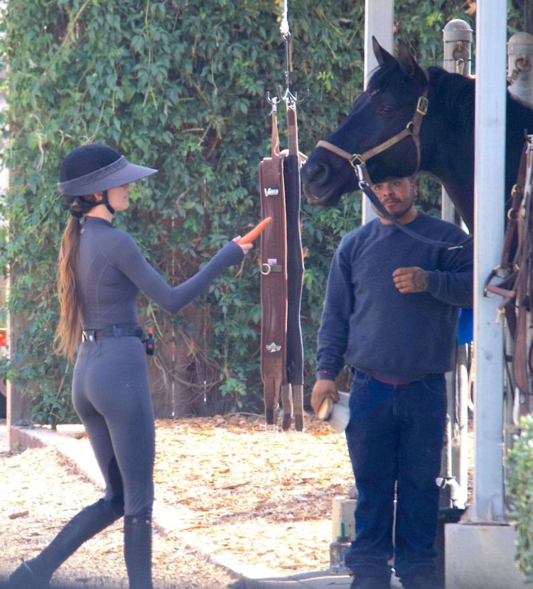 Kendall Jenner Riding A Horse In A Jumpsuit In Malibu