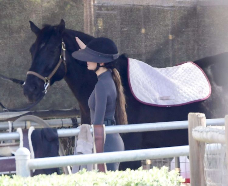 Kendall Jenner Riding A Horse In A Jumpsuit In Malibu