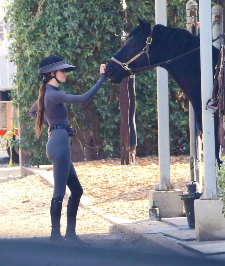 Kendall Jenner Riding A Horse In A Jumpsuit In Malibu
