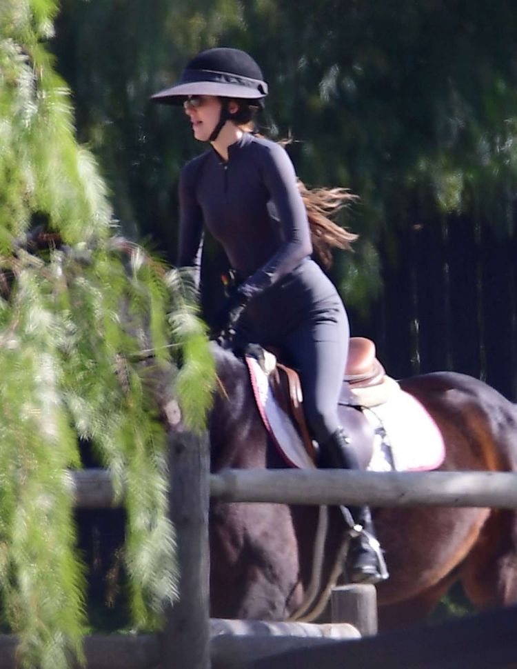 Kendall Jenner Riding A Horse In A Jumpsuit In Malibu