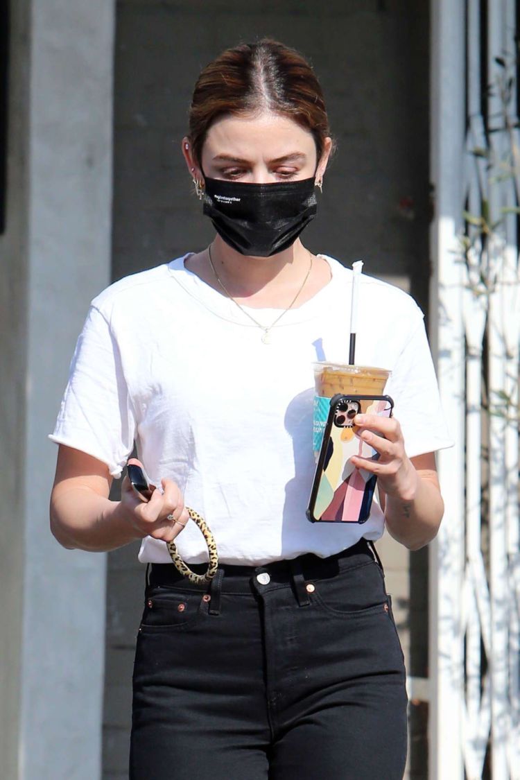 Lucy Hale Candids In Jeans On Coffee Run In Los Angeles
