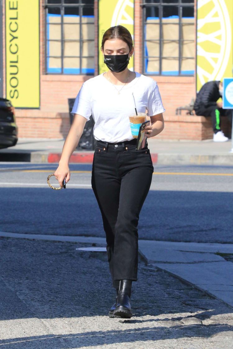 Lucy Hale Candids In Jeans On Coffee Run In Los Angeles