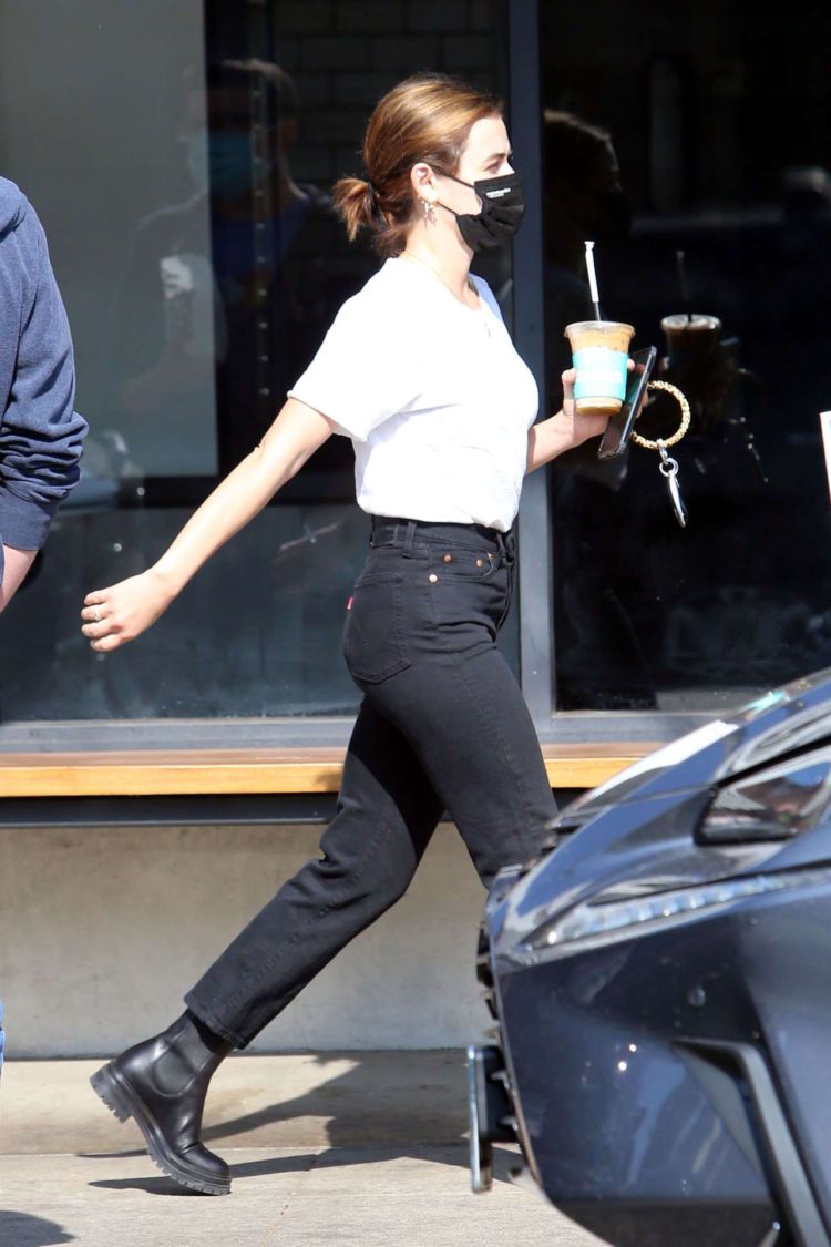Lucy Hale Candids In Jeans On Coffee Run In Los Angeles