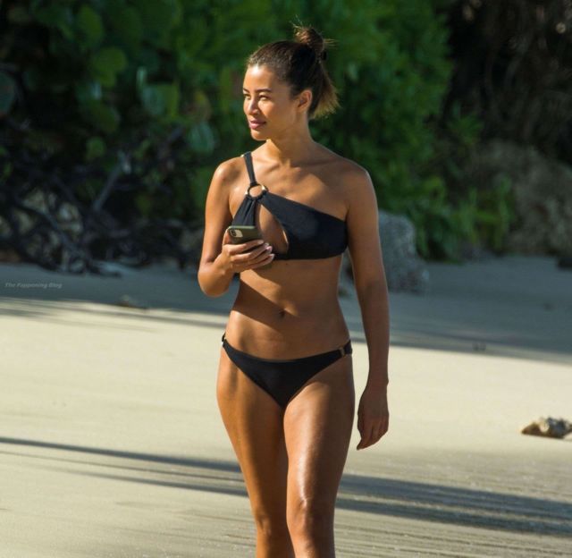 Montana Brown In Black Bikini On Golden Sandy Beaches Of St James Parish In Barbados