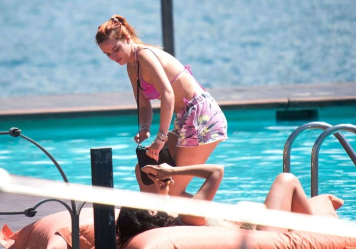 Bella Thorne In A Bikini Top At Lake Como