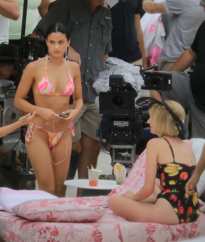 Camila Mendes In Bikini On The 'Strangers' Movie Set At Miami Beach