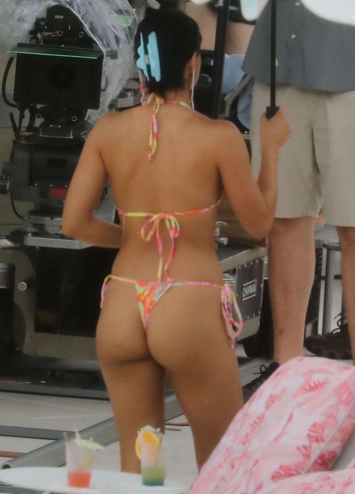 Camila Mendes In Bikini On The 'Strangers' Movie Set At Miami Beach