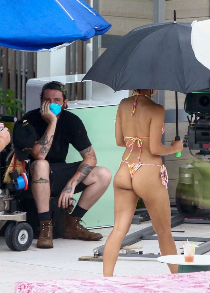 Camila Mendes In Bikini On The 'Strangers' Movie Set At Miami Beach