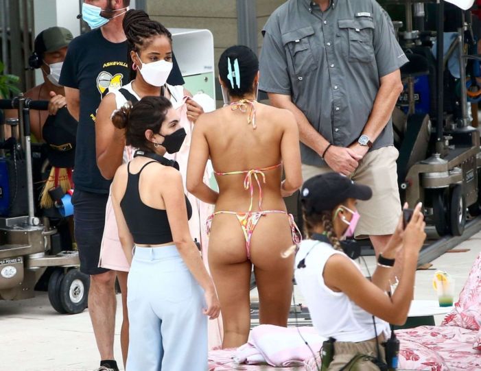 Camila Mendes In Bikini On The 'Strangers' Movie Set At Miami Beach