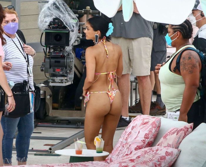 Camila Mendes In Bikini On The 'Strangers' Movie Set At Miami Beach