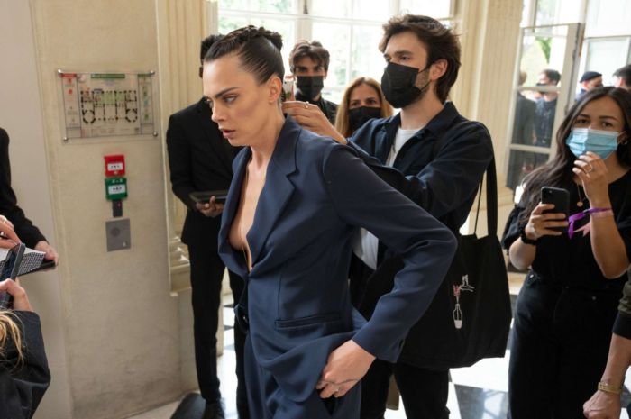 Cara Delevingne At Christian Dior Haute Couture F/W 2021/22 Show At Paris Fashion Week