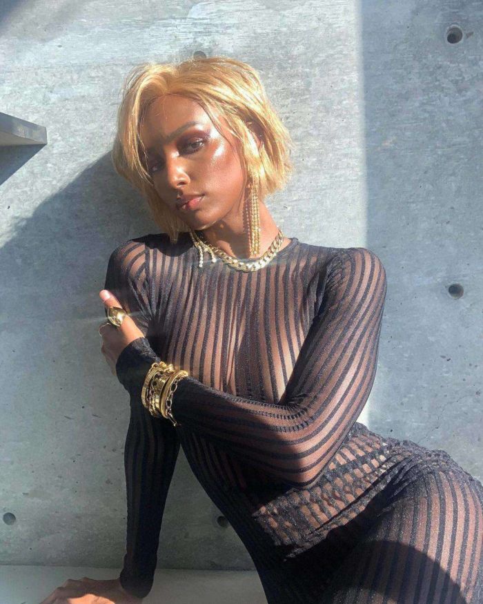 Supermodel Jasmine Tookes Shoots In A Black Dress