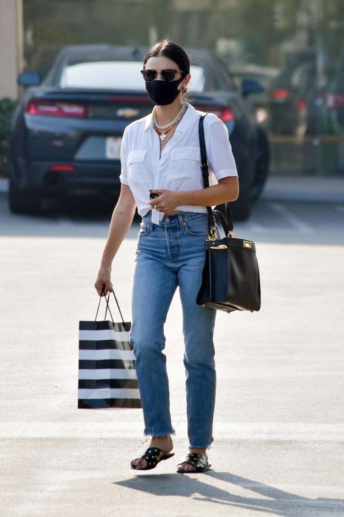 Lucy Hale Candids In Jeans At Alfred Coffee In Studio City