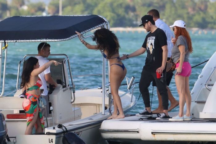 Malu Trevejo In A Blue Bikini At A Yacht In Miami