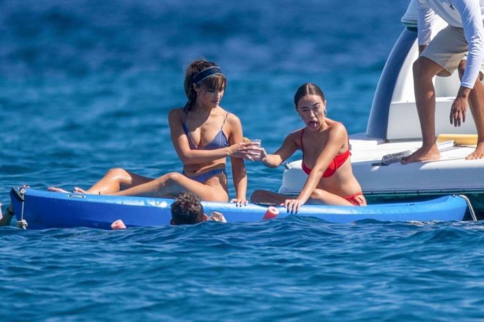 Olivia Culpo In A Blue Bikini On A Yacht In Cabo San Lucas