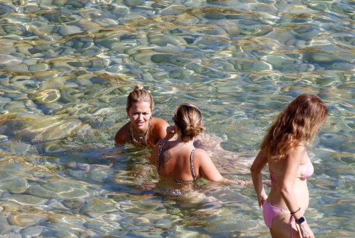 Rita Ora In A Colorful Bikini At In The Sea In Ibiza