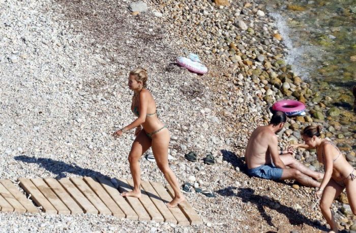 Rita Ora In A Colorful Bikini At In The Sea In Ibiza