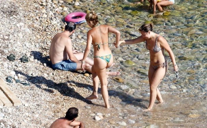 Rita Ora In A Colorful Bikini At In The Sea In Ibiza