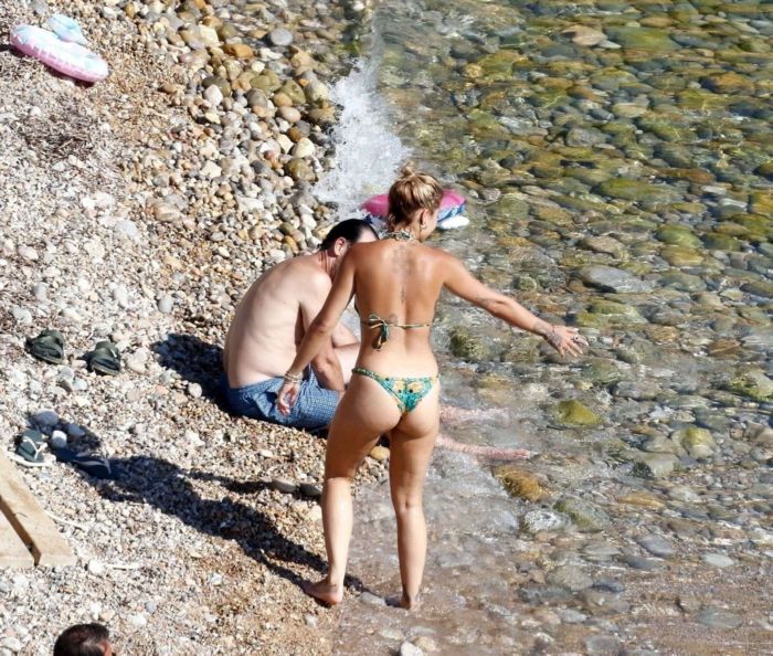 Rita Ora In A Colorful Bikini At In The Sea In Ibiza