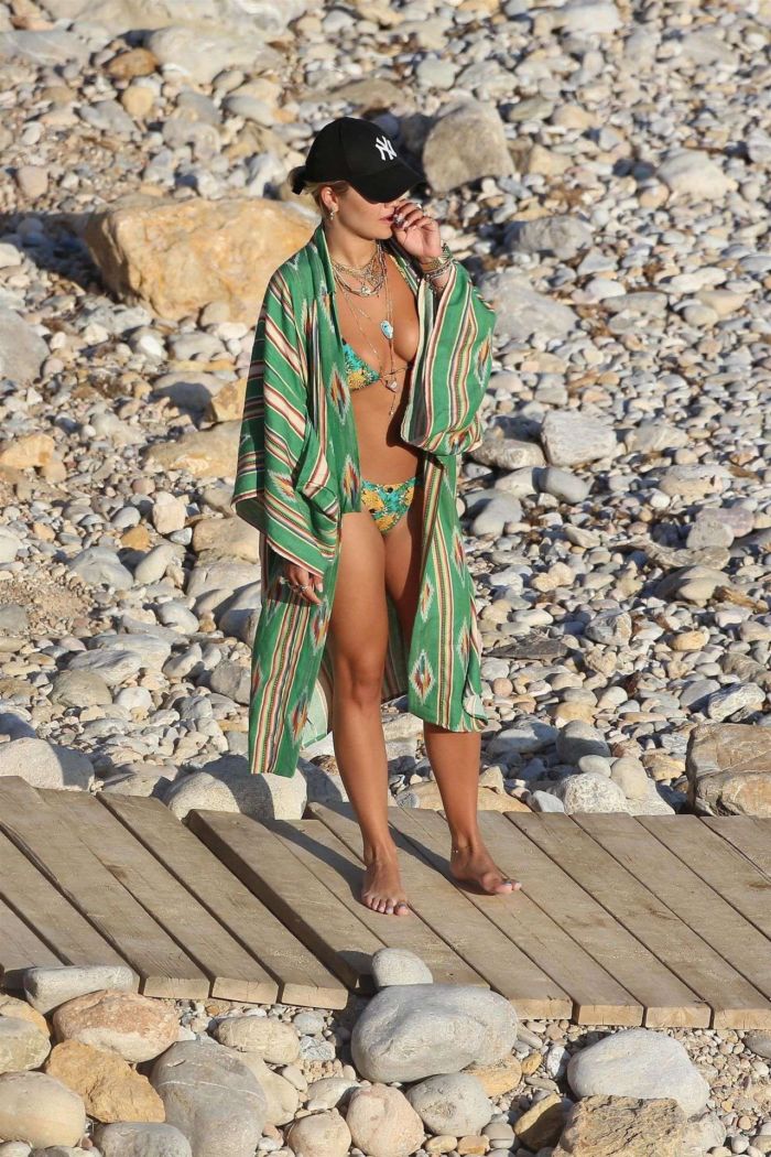 Rita Ora In A Colorful Bikini At In The Sea In Ibiza