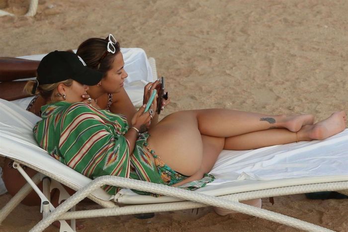 Rita Ora In A Colorful Bikini At In The Sea In Ibiza