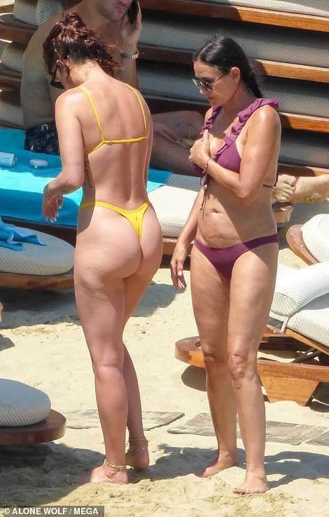 Rumer Willis And Demi Moore Tanning At A Beach In Mykonos